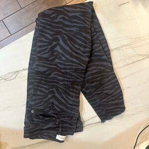 Black and Charcoal Zebra Print Denim Pant